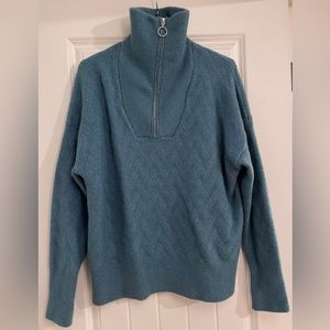 Rachel Zoe Zip Knit Sweater Blue Size Medium